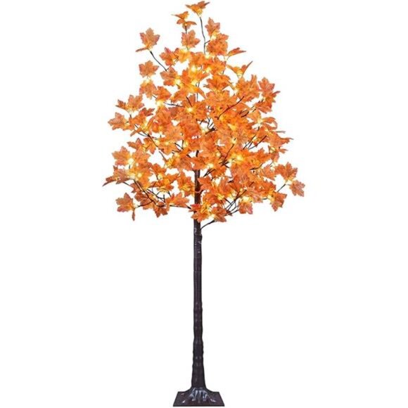 6FT Artificial LMaple Tree Warm White Fall Decorations Indoor Ourdoor, Orange - Picture 7 of 7